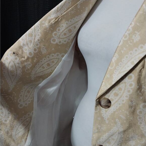 NWOT! TOPSHOP! LINEN & COTTON BLEND GOLDEN YELLOW PAISLEY JACKET, BLAZER! SZ 8 - Picture 4 of 8